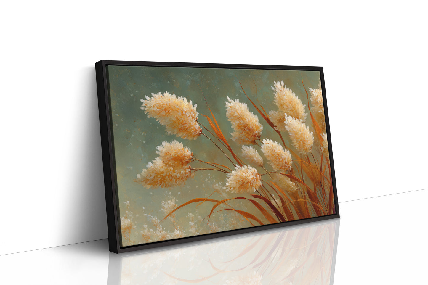 Pampas Plumes Against Sage Sky