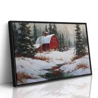 Red Barn Rests In Winter's Grace