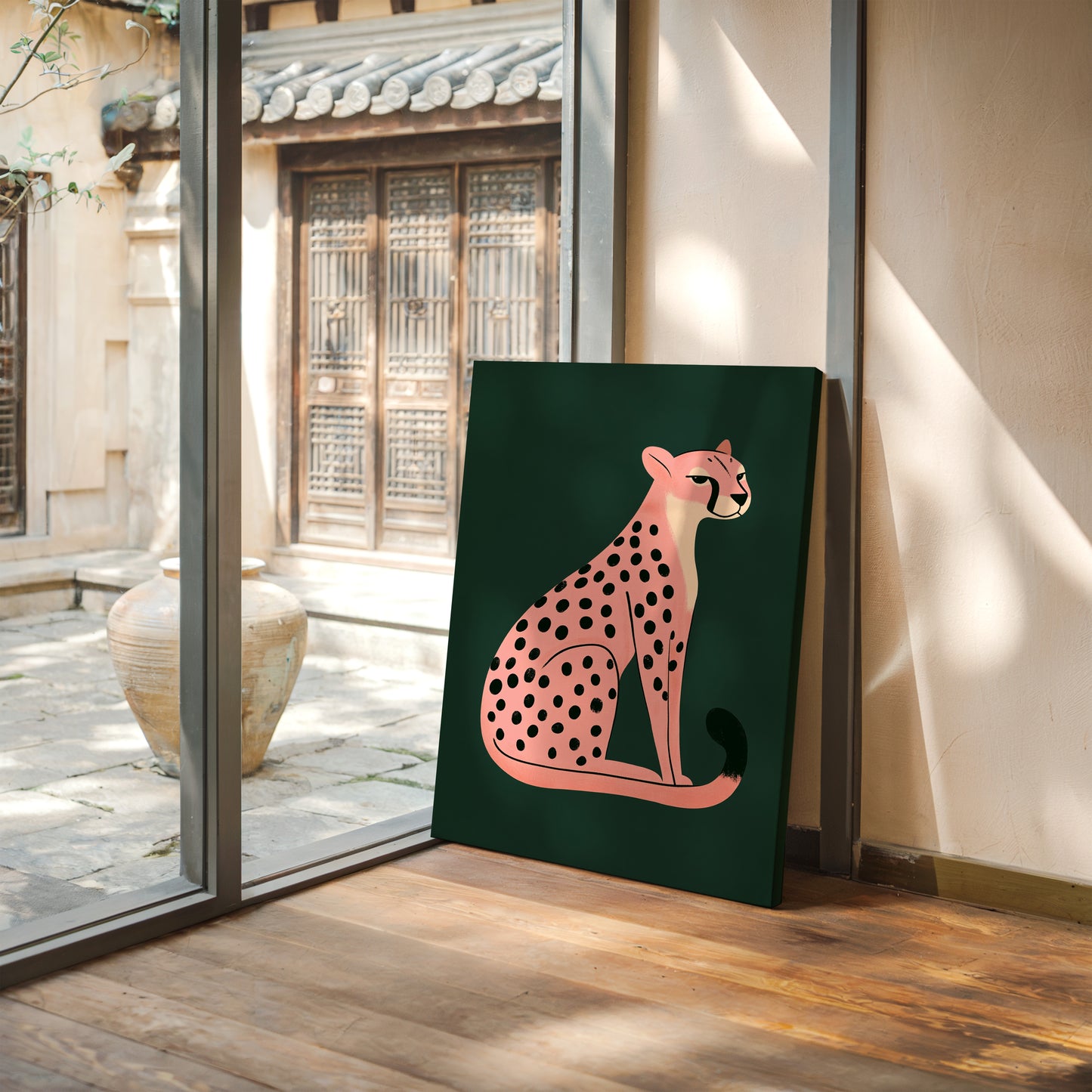 Sassy Coral Cheetah Illustration