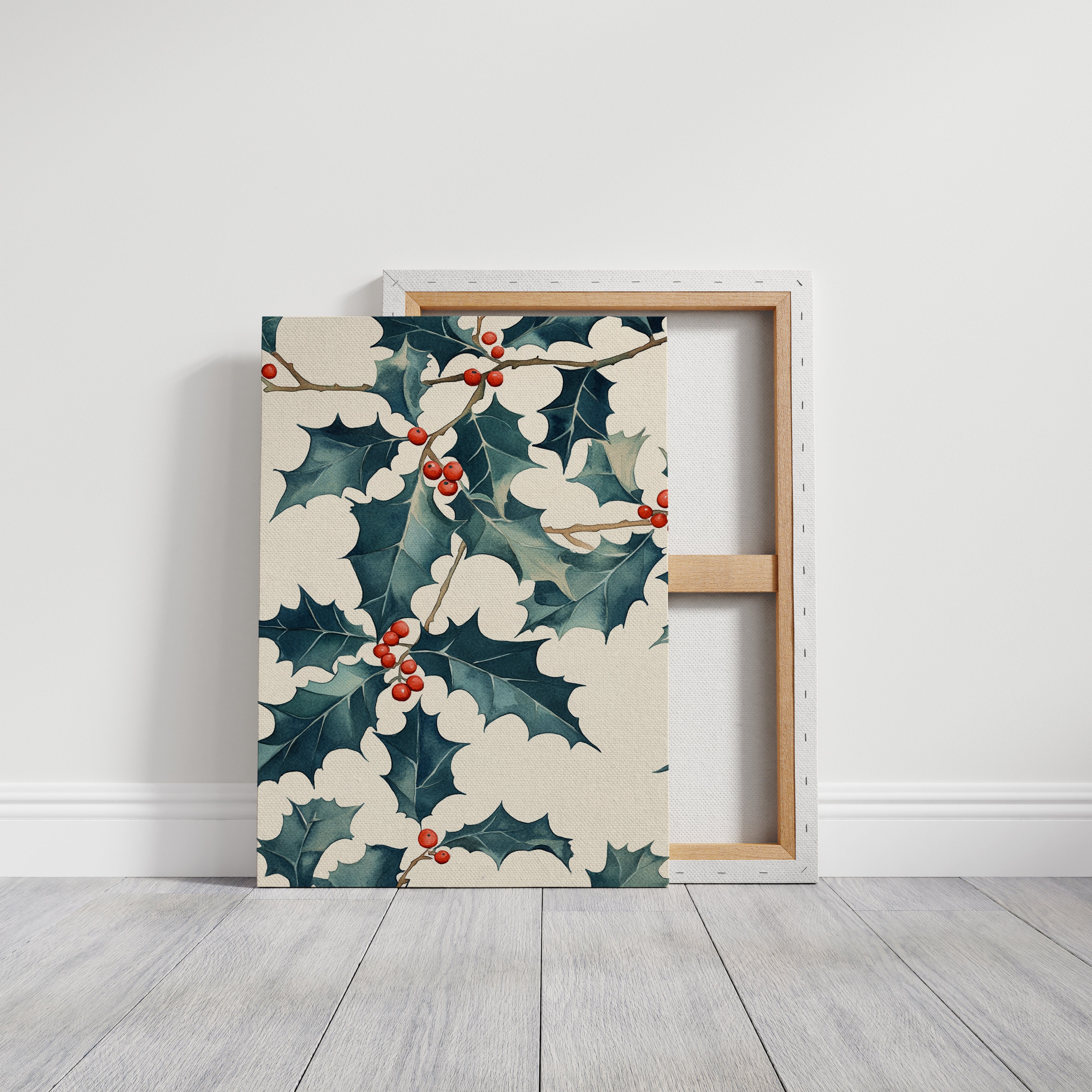 Festive Holly Berry Print - Botanical Holiday Decor - Gallery Canvas image 4