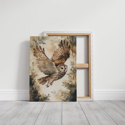 Majestic Owl Watercolor Print - Nature Wildlife Art - Gallery Canvas image 15