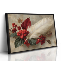 White Feather Among Winter Berries