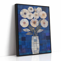 Moonlit Daisies In Checkered Vase