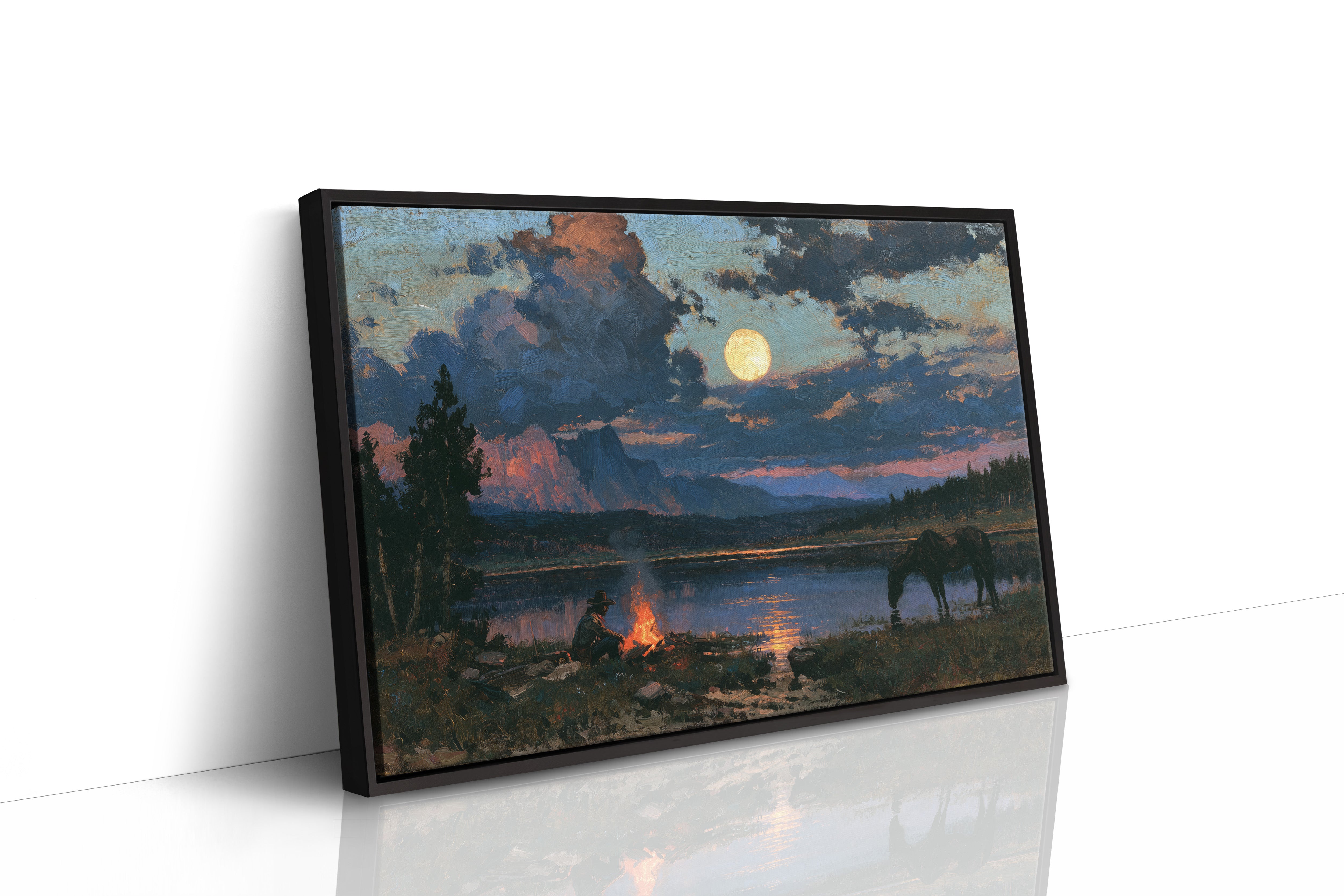 Campfire Under Moonrise