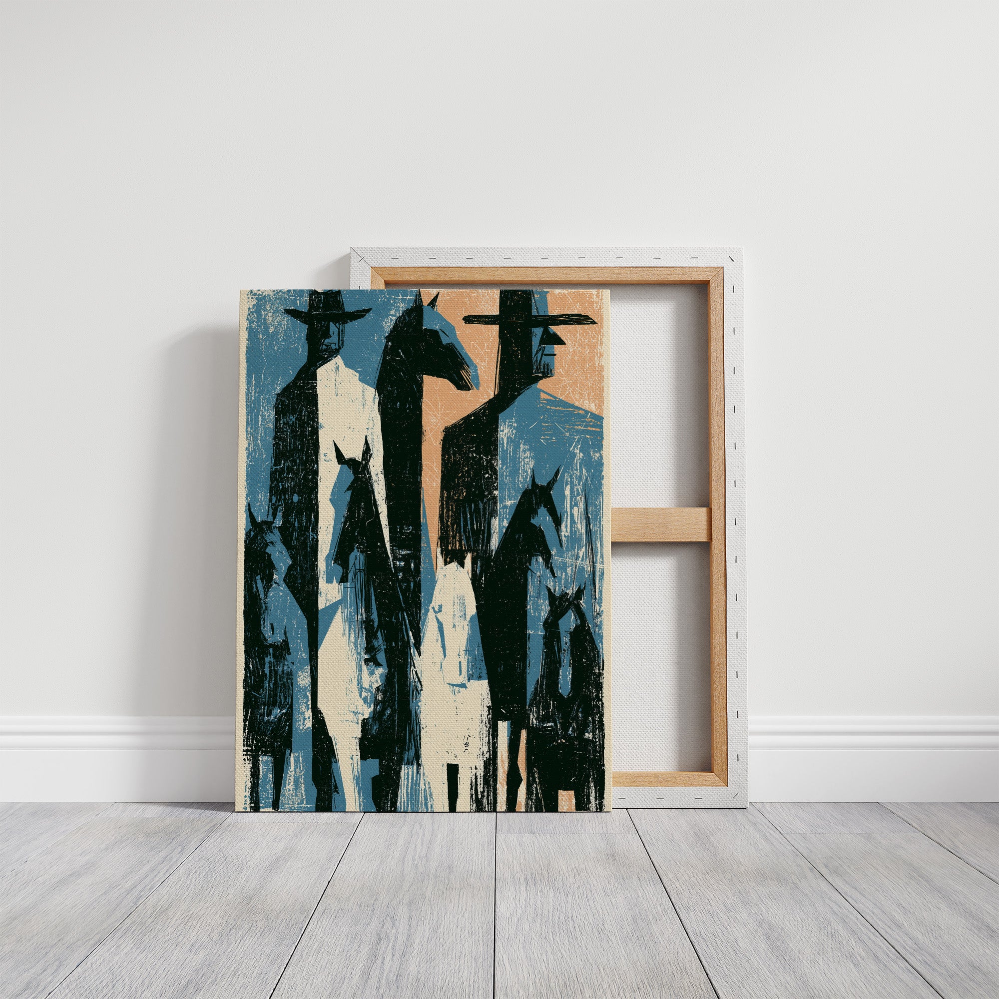 Two Riders Block Print