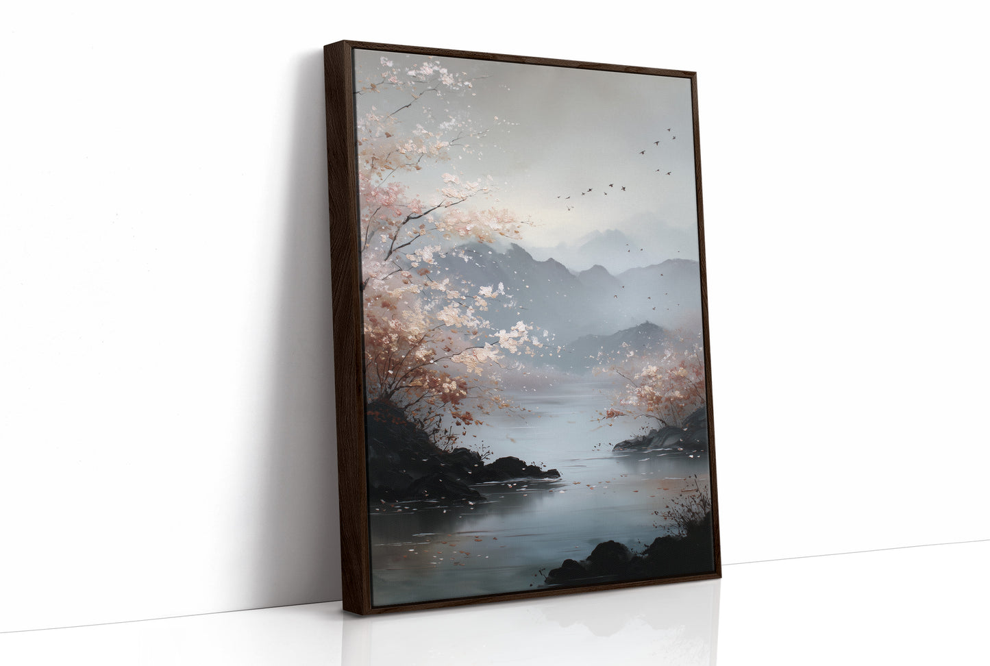 Cherry Blossoms Meet Mountain Lake