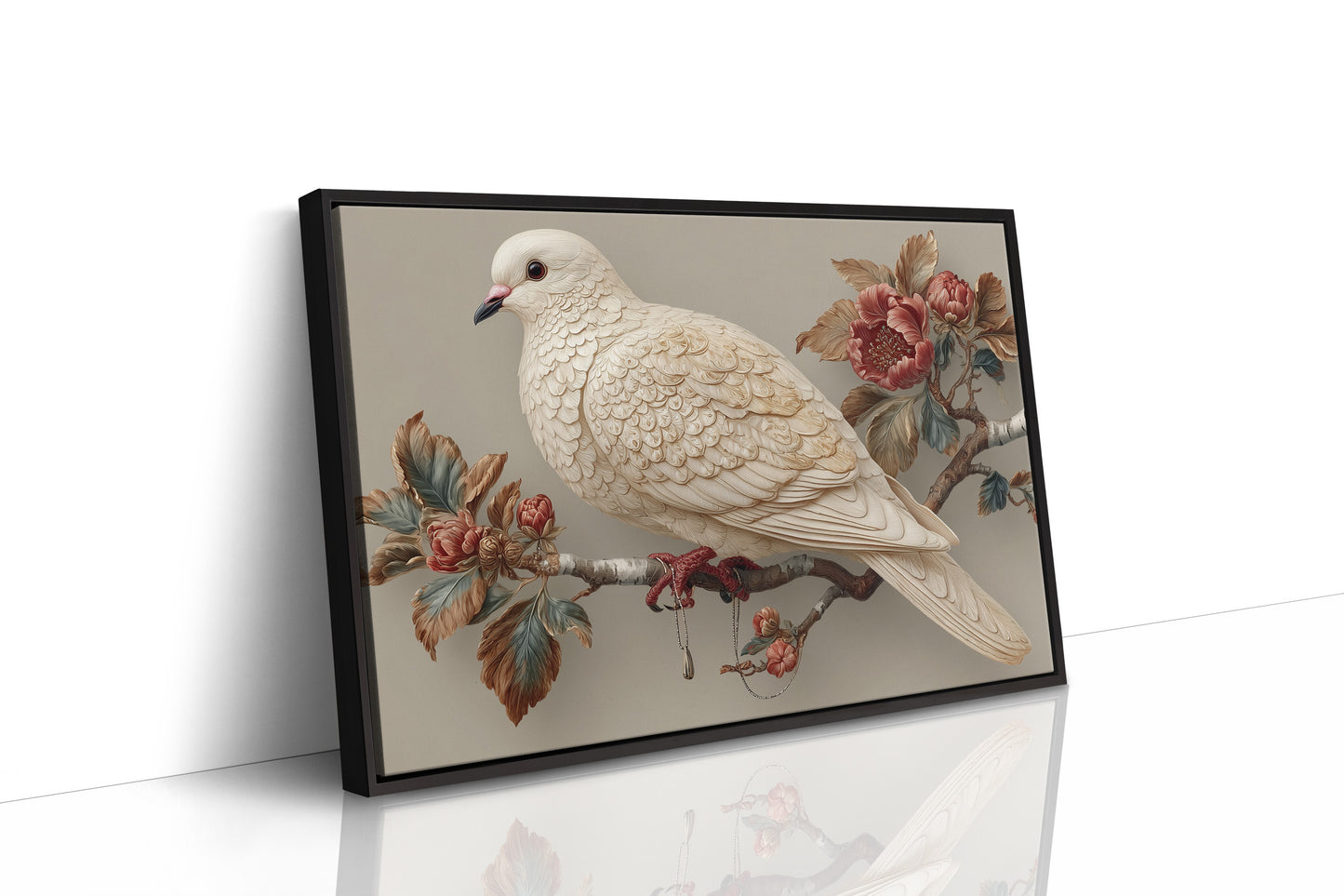 Ivory Dove Among Autumn Peonies