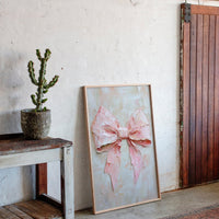 Soft Pink Bow – Romantic Textured Palette Knife Wall Art