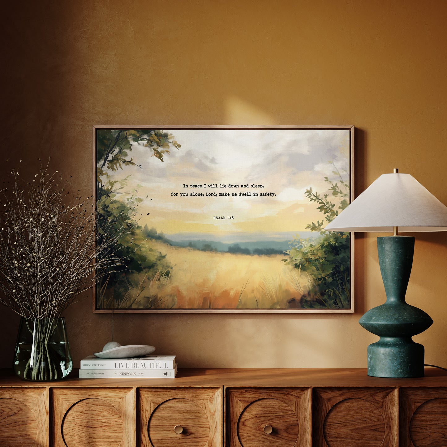 Golden Field of Peace with Psalm 4:8
