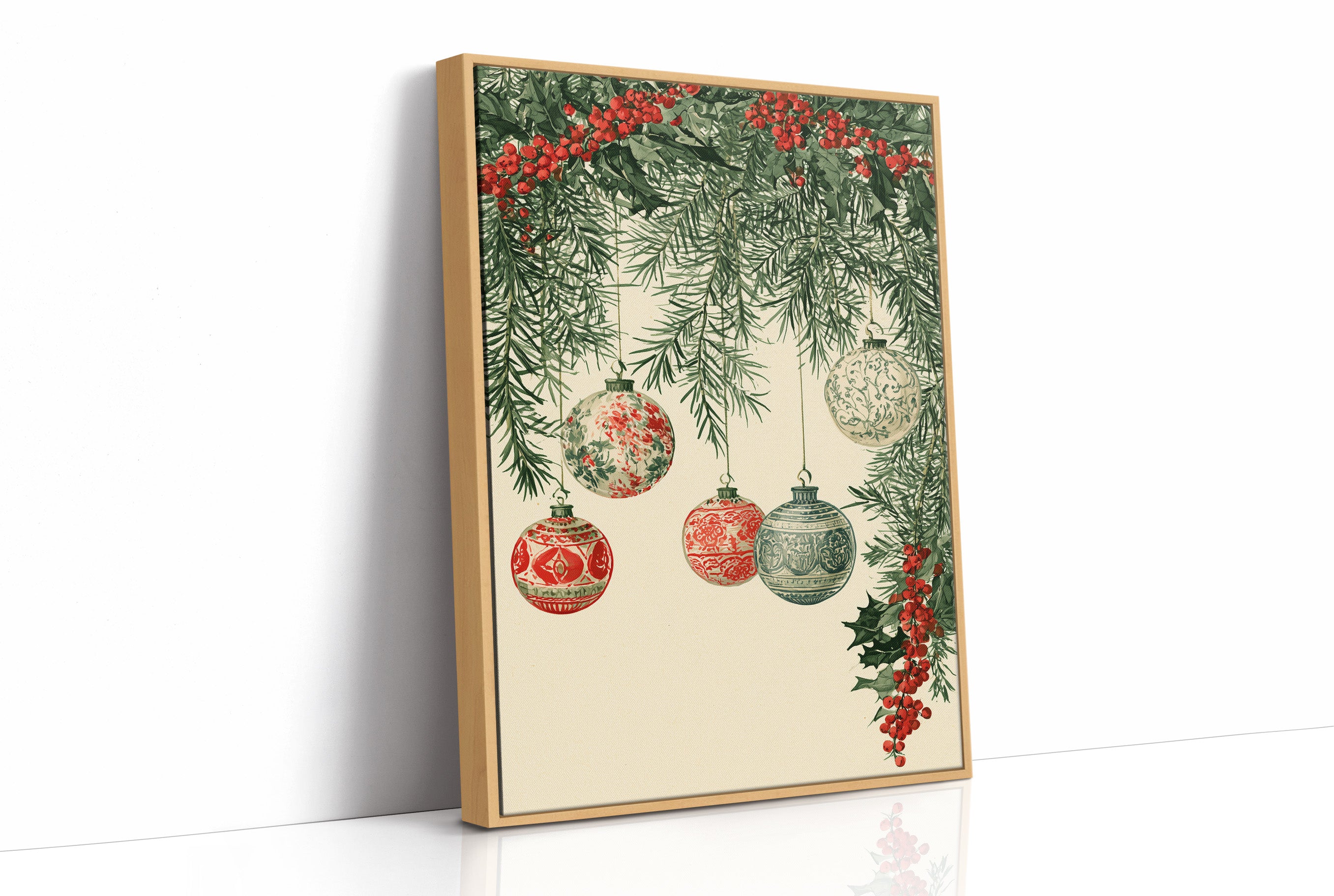 Patterned Baubles, Holly Framed