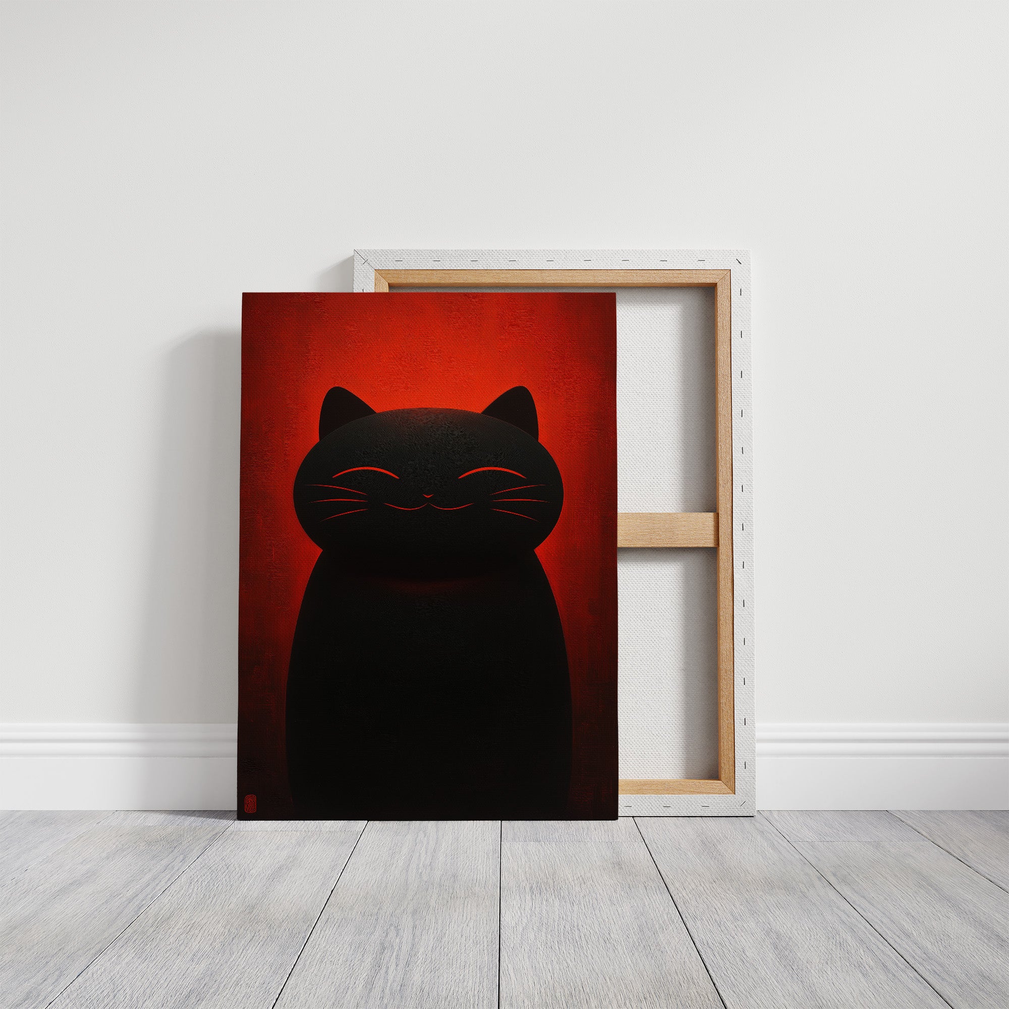Black Cat Basks In Crimson Light