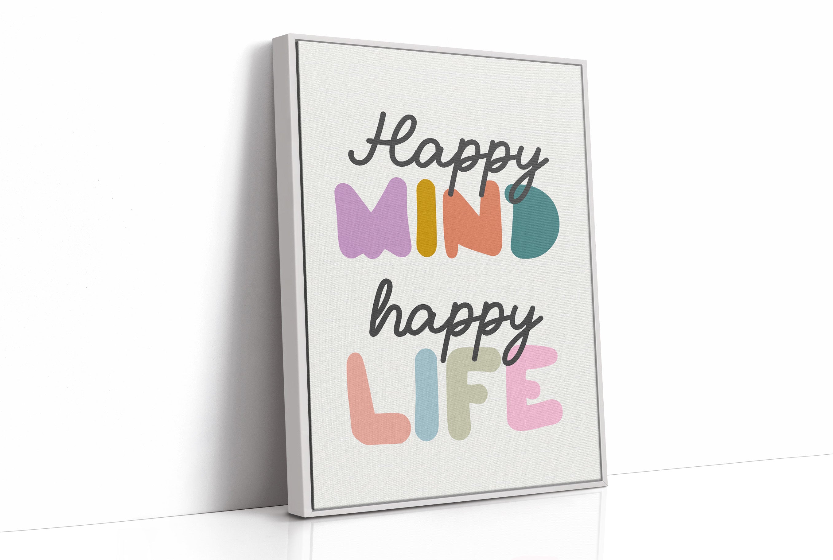 Happy Mind Happy Life Colorful Typography