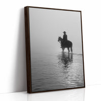 Rider Stands Still In Morning Fog