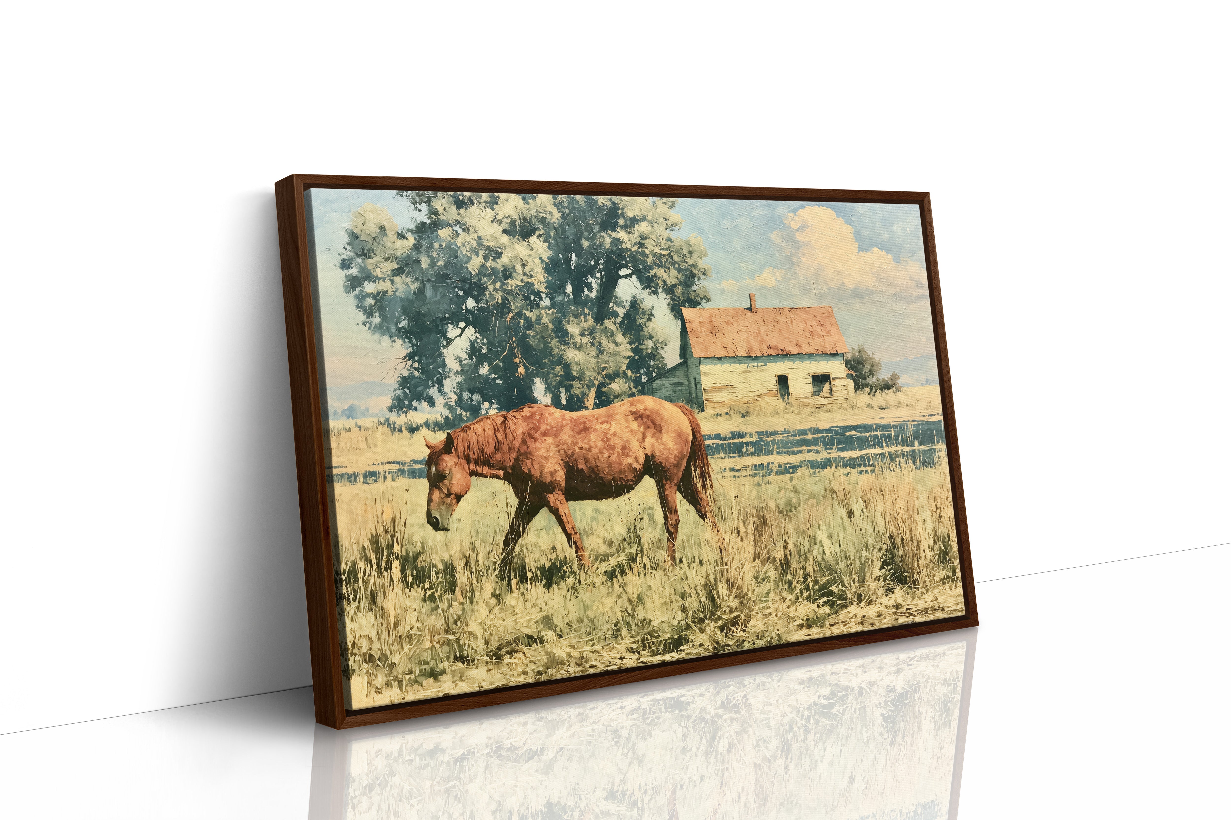Chestnut Mare Beside the Old Homestead