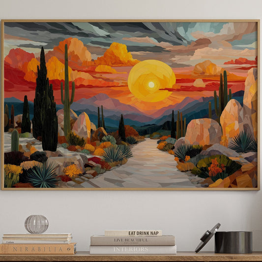Saguaros Dance Under Fire Skies