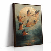 Moonlit Migration Over Misty Waters