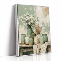 Sage Jars and Baby's Breath