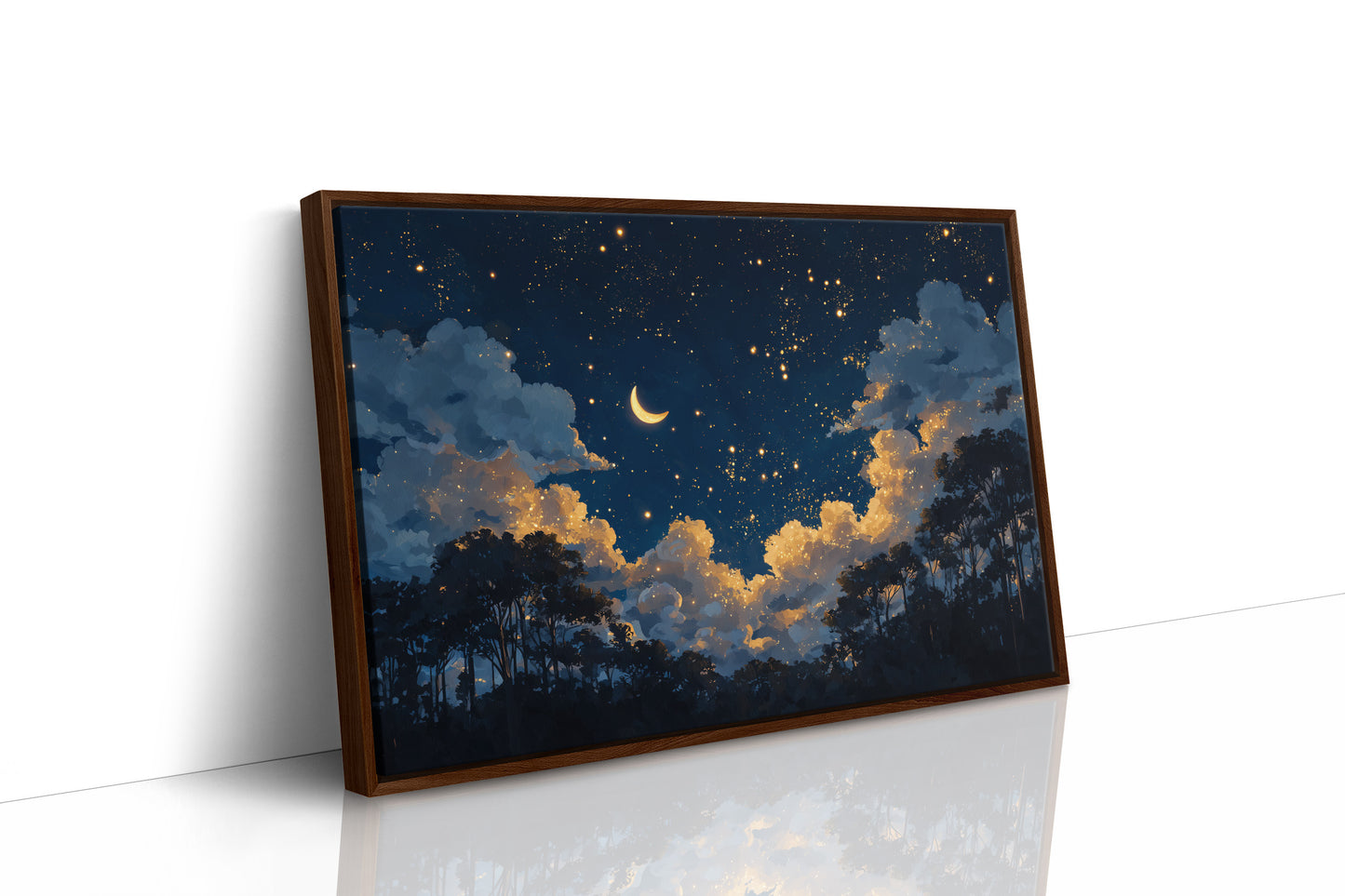 Crescent Sky Above Forest Silhouettes