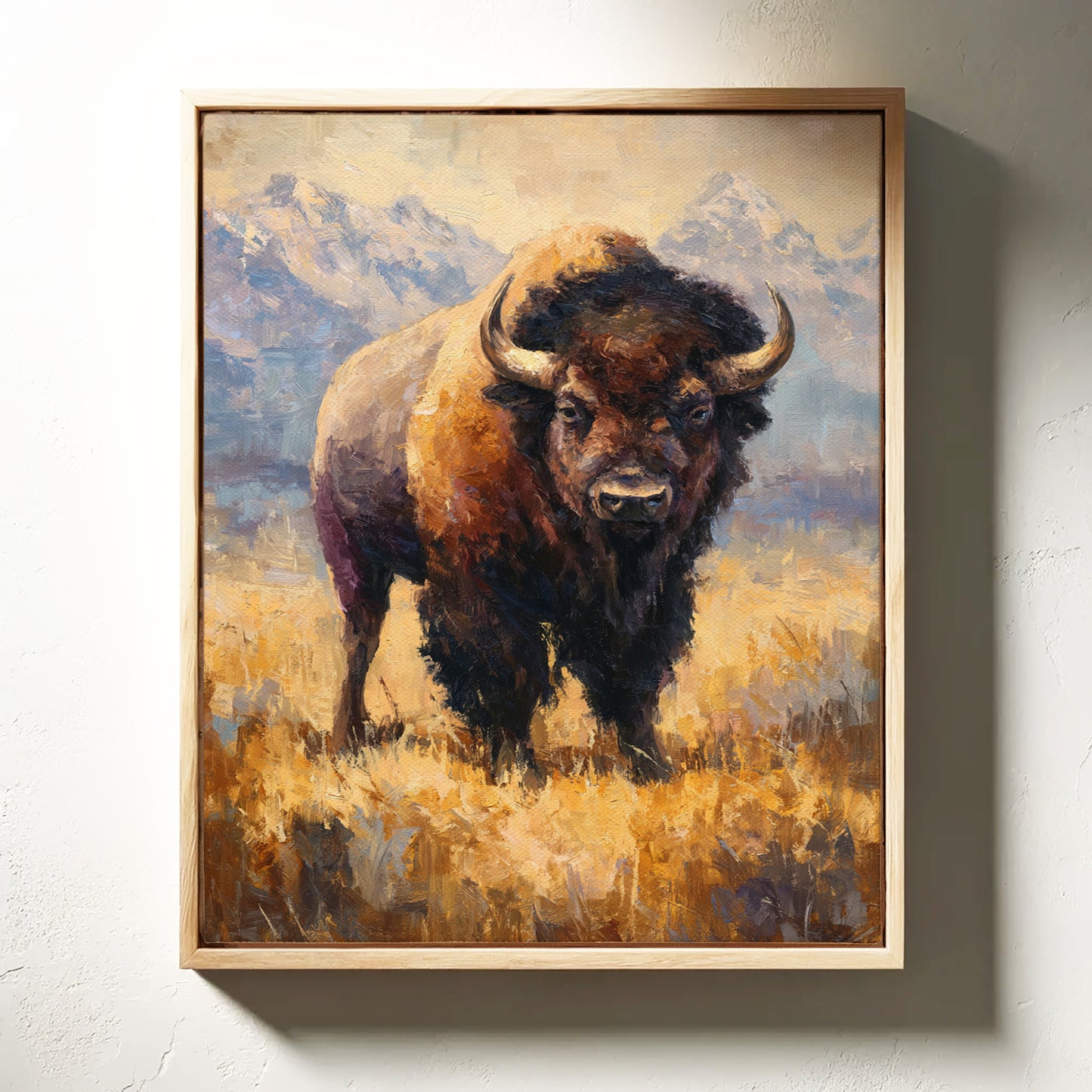 Majestic Bison in Golden Grasslands