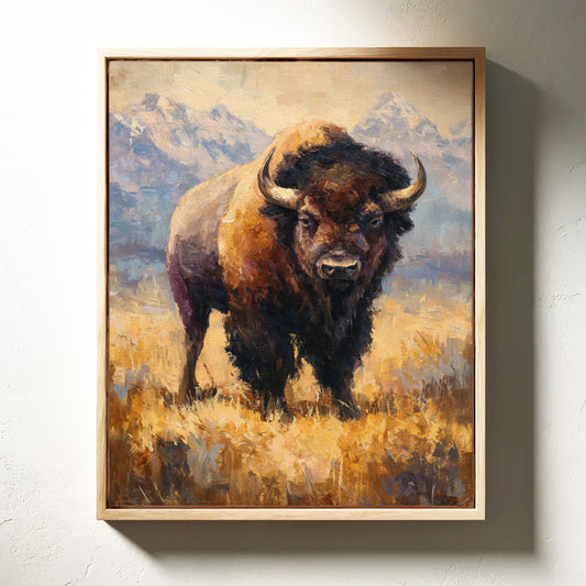 Majestic Bison in Golden Grasslands
