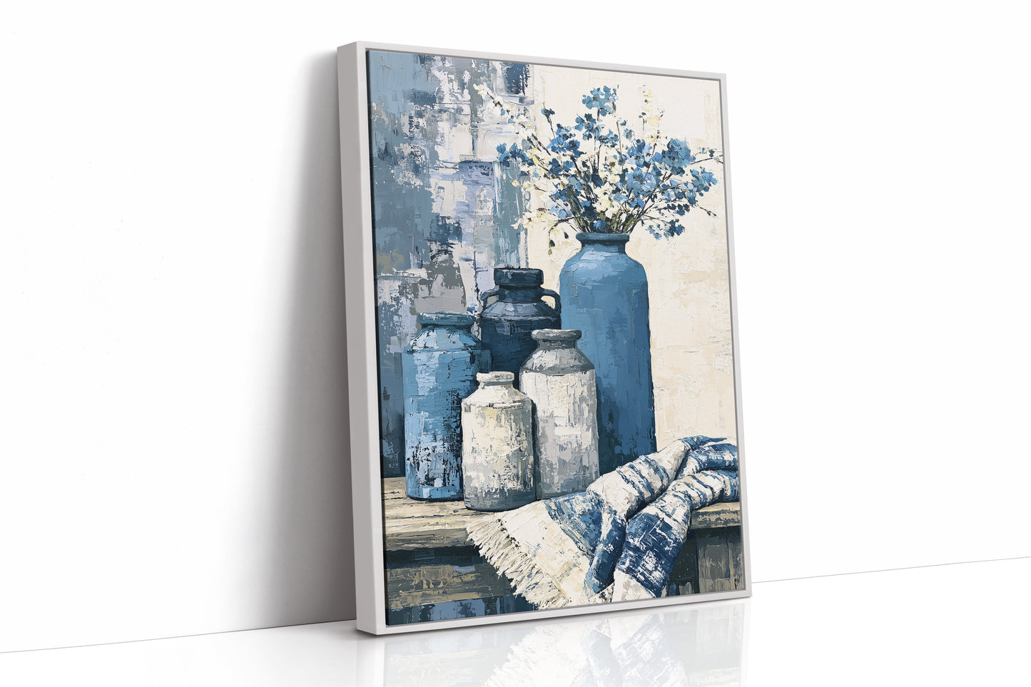 Blue Jars and Wildflower Sprays