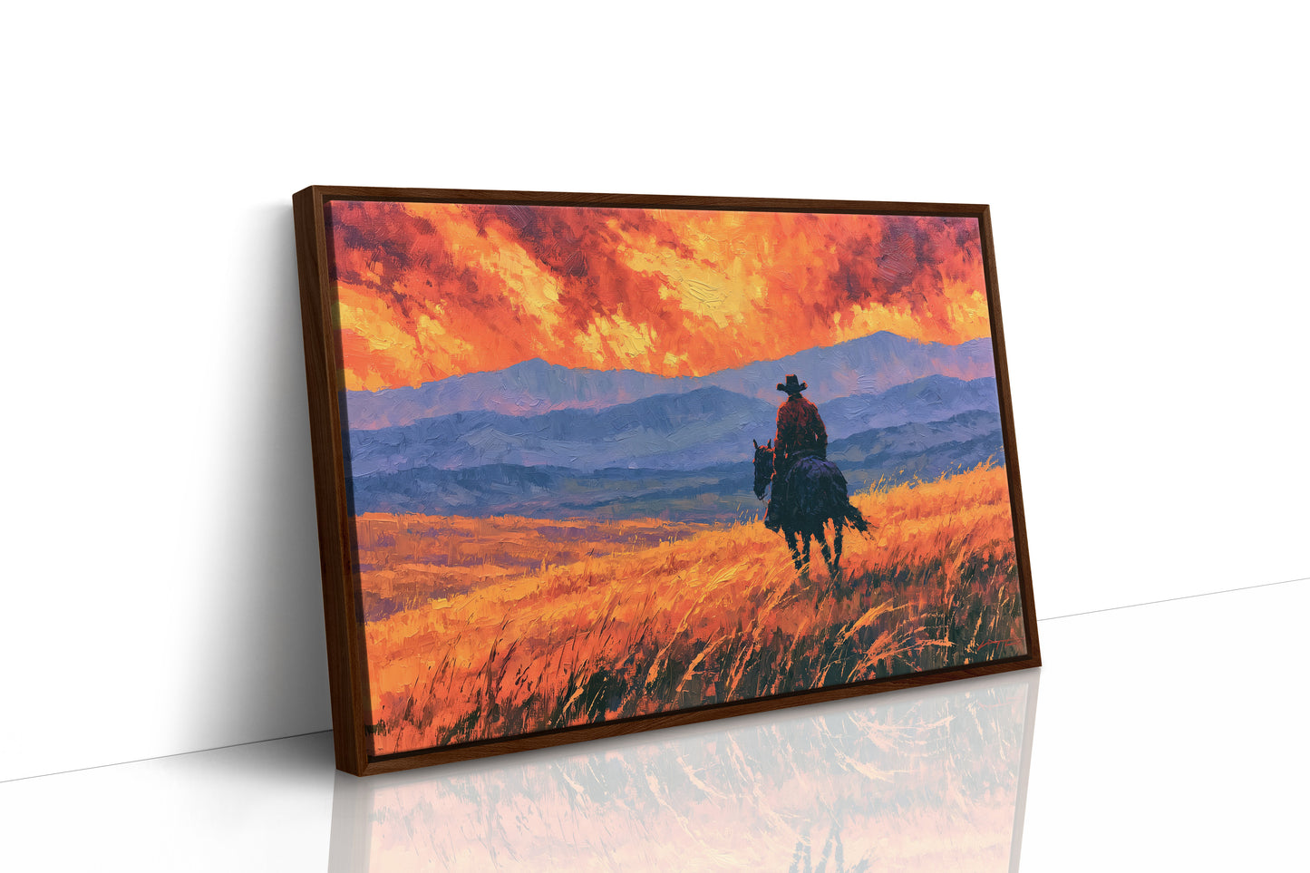 Cowboy Beneath the Crimson Sky