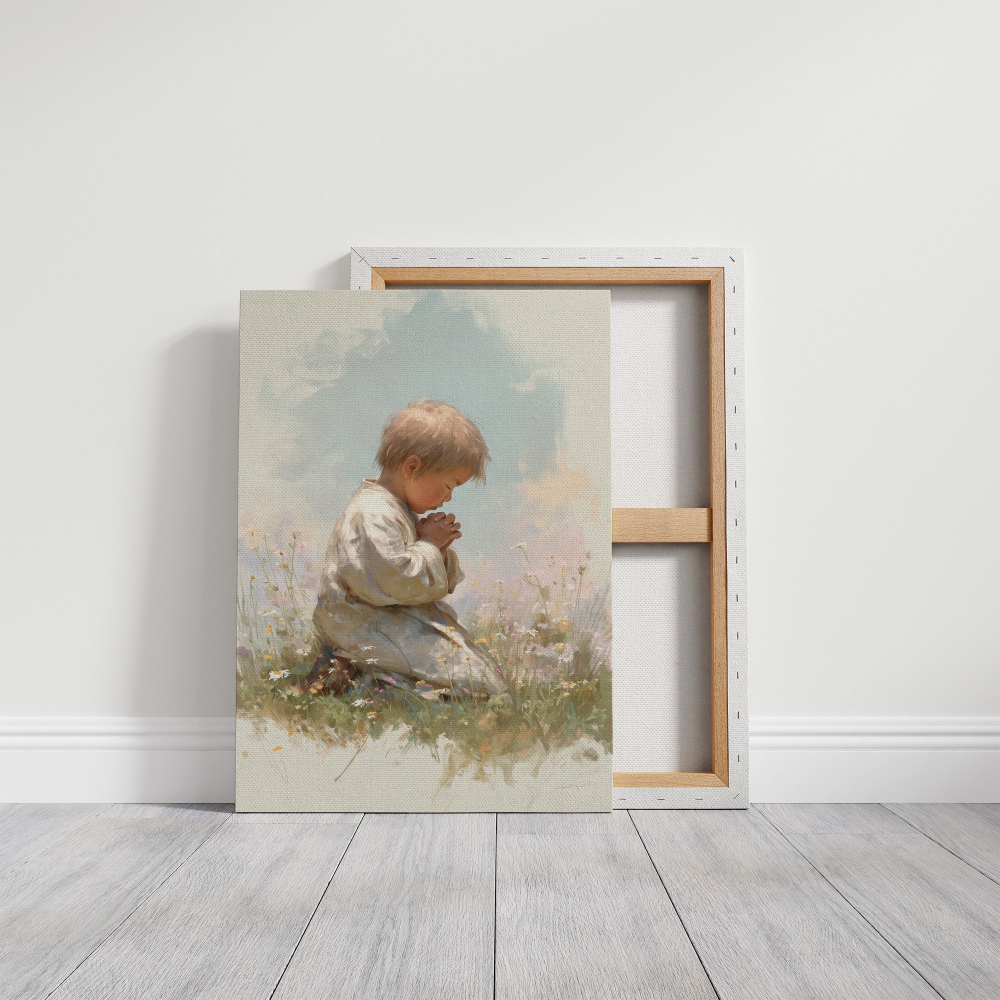 Innocent Prayer Among Wildflowers
