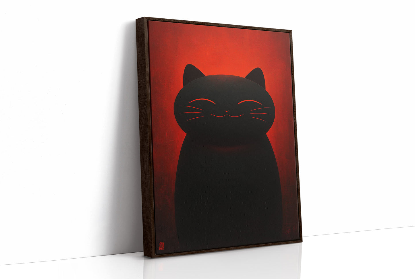 Black Cat Basks In Crimson Light