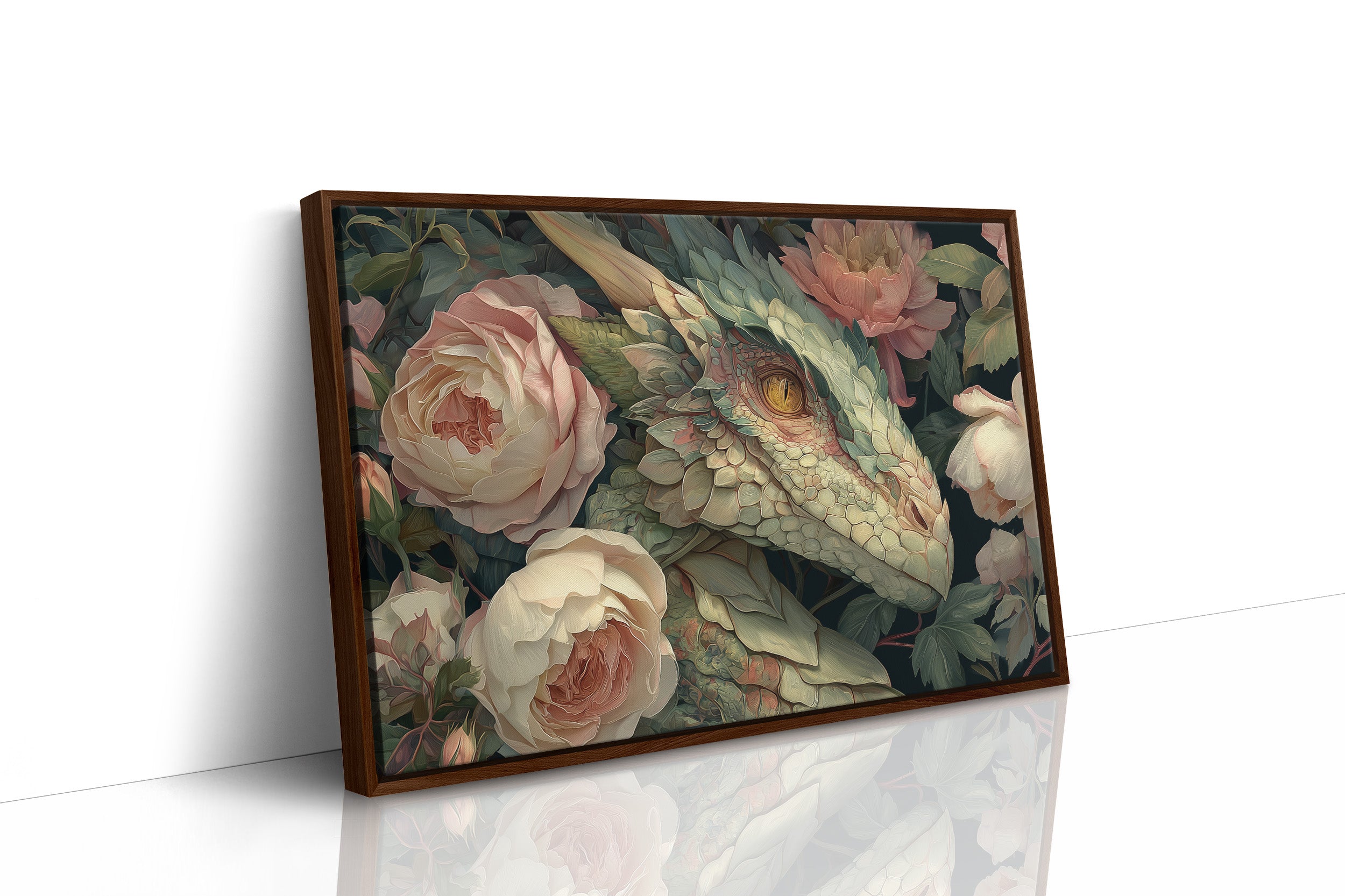 Dragon Among Soft Peonies