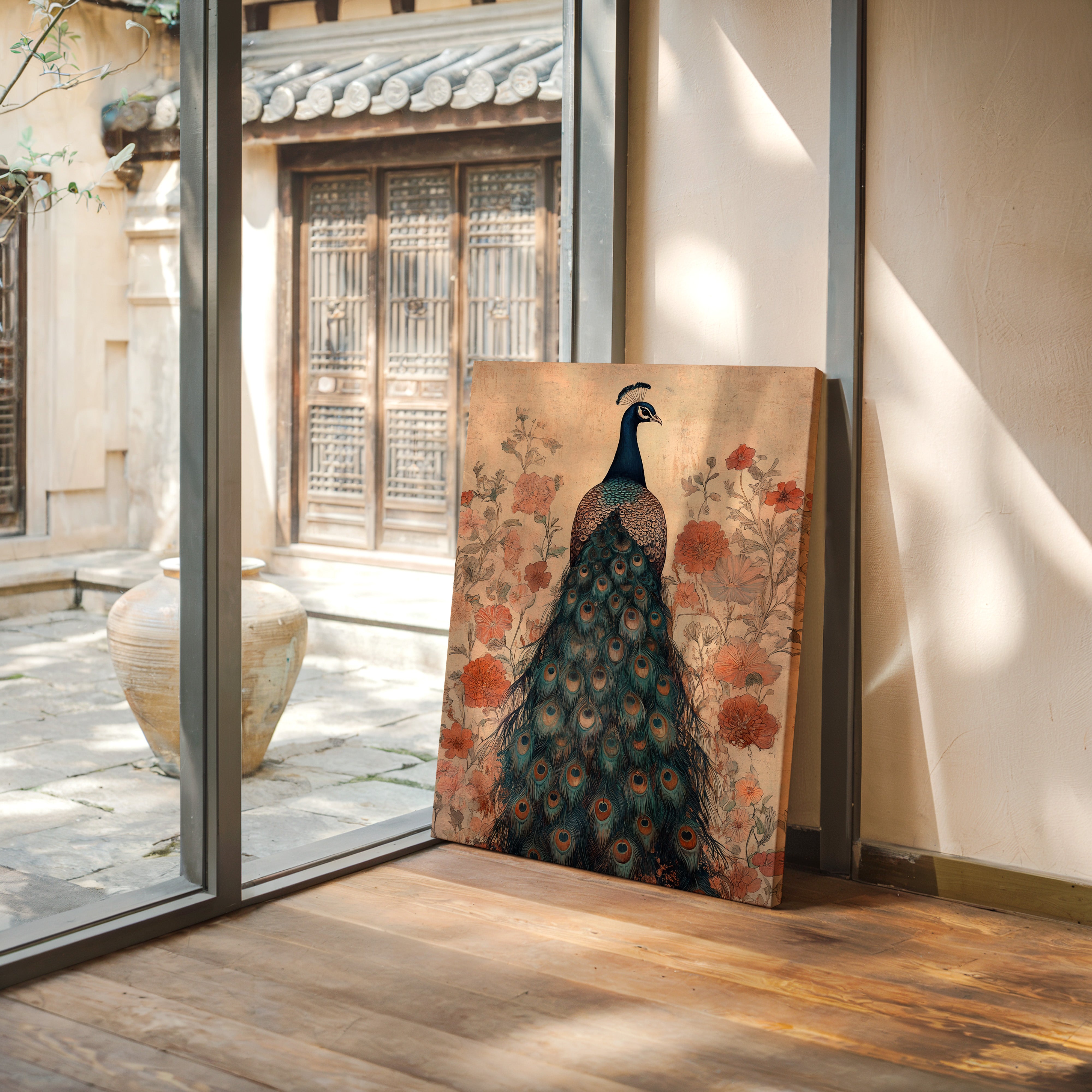 Antique Elegance with Scarlet Bloom