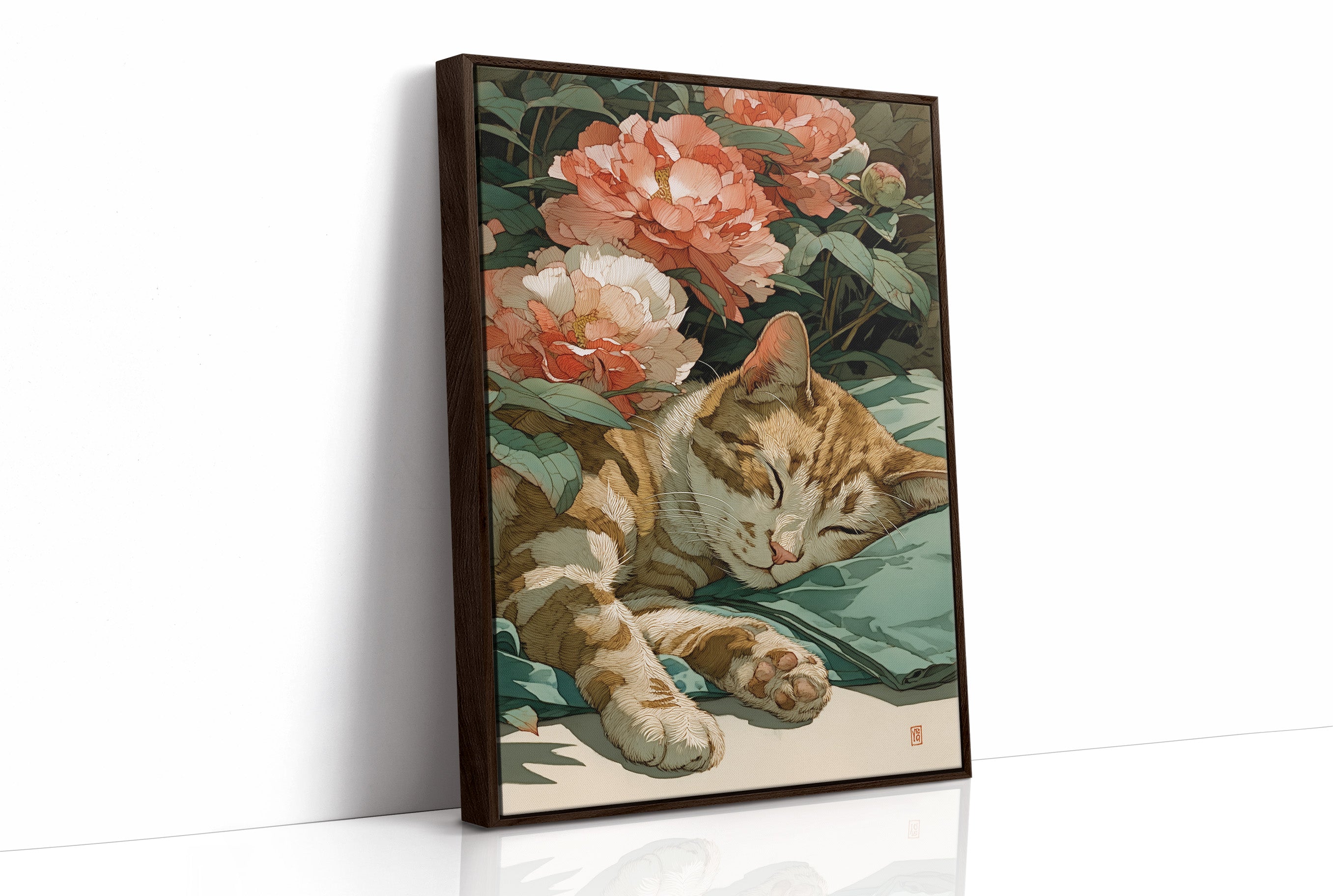 Afternoon Naps Between Coral Peonies