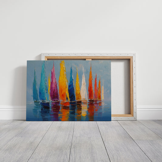 Vibrant Fleet Dances On Blue