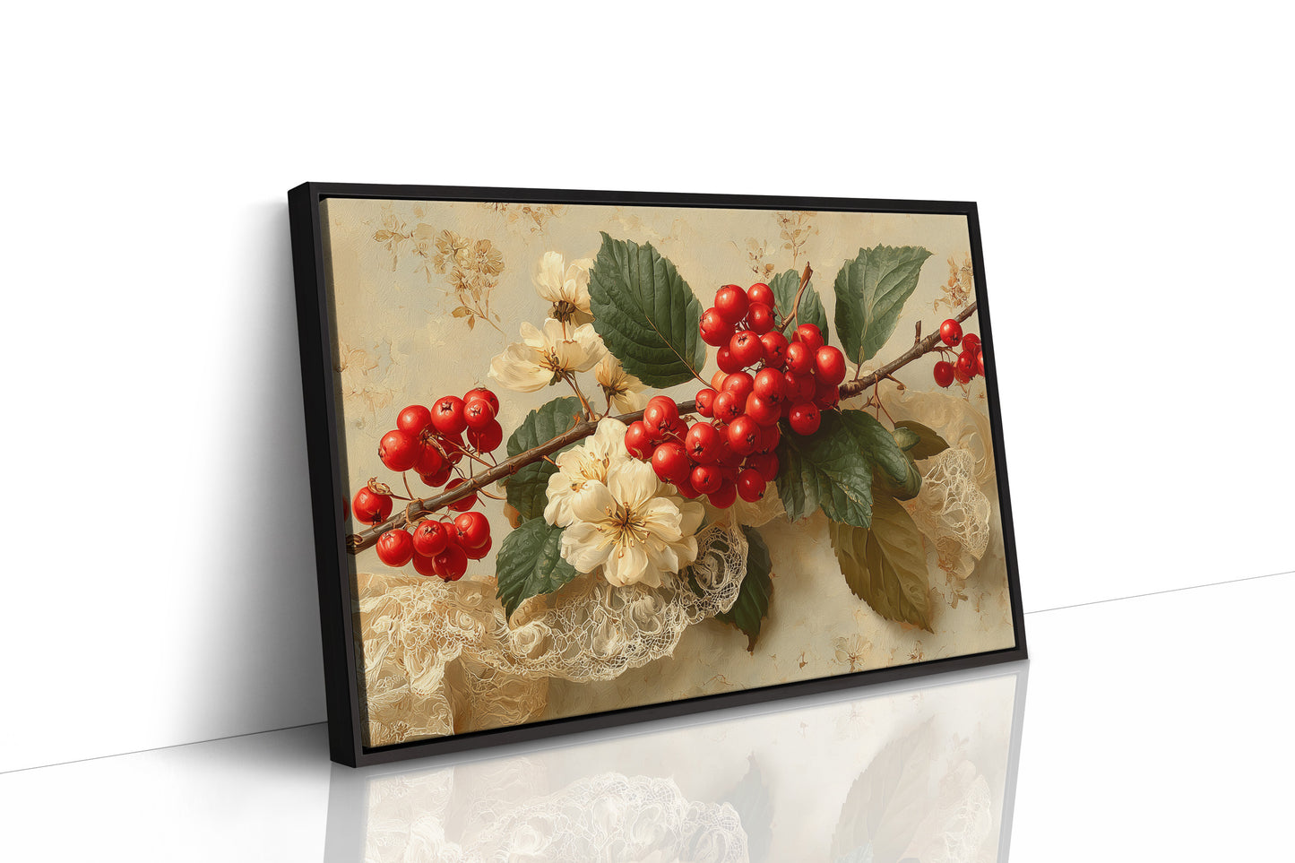Rowan Berries on Antique Lace