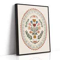 Folk Blooms in Oval Embrace