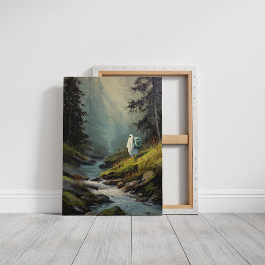 The Hiker Beneath Misty Pines