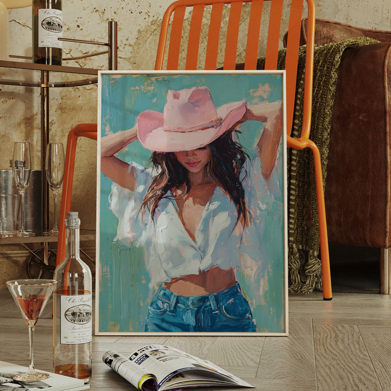 Pink Cowgirl Hat – Western Chic Wall Art