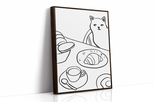 Morning Croissants Tempt Curious Cat