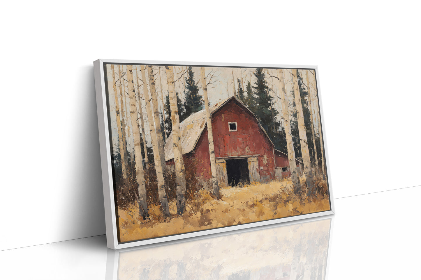 Birch Trees Guard Autumn's Barn