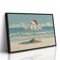 Santa Hat on Beach Umbrella