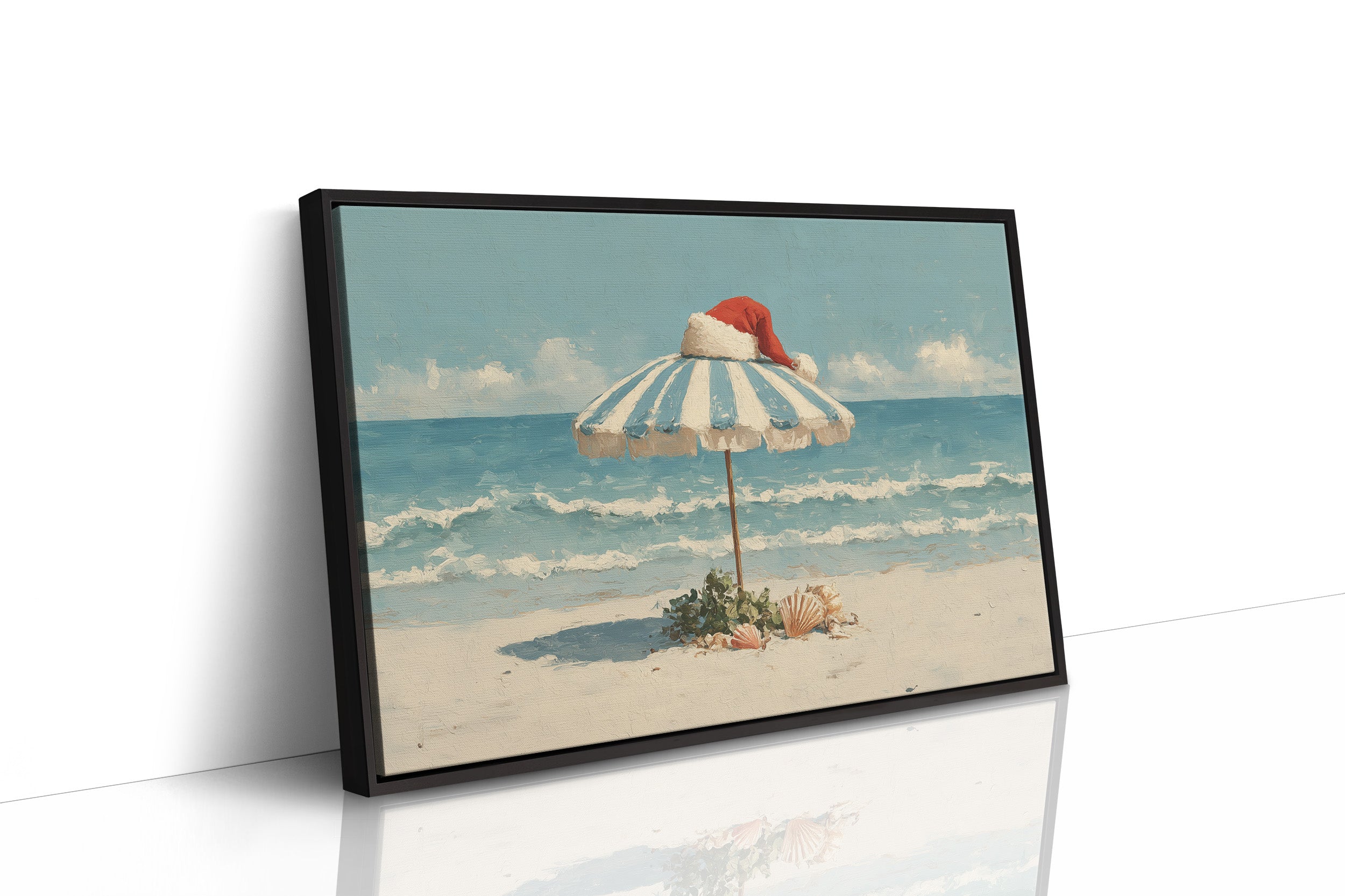 Santa Hat on Beach Umbrella