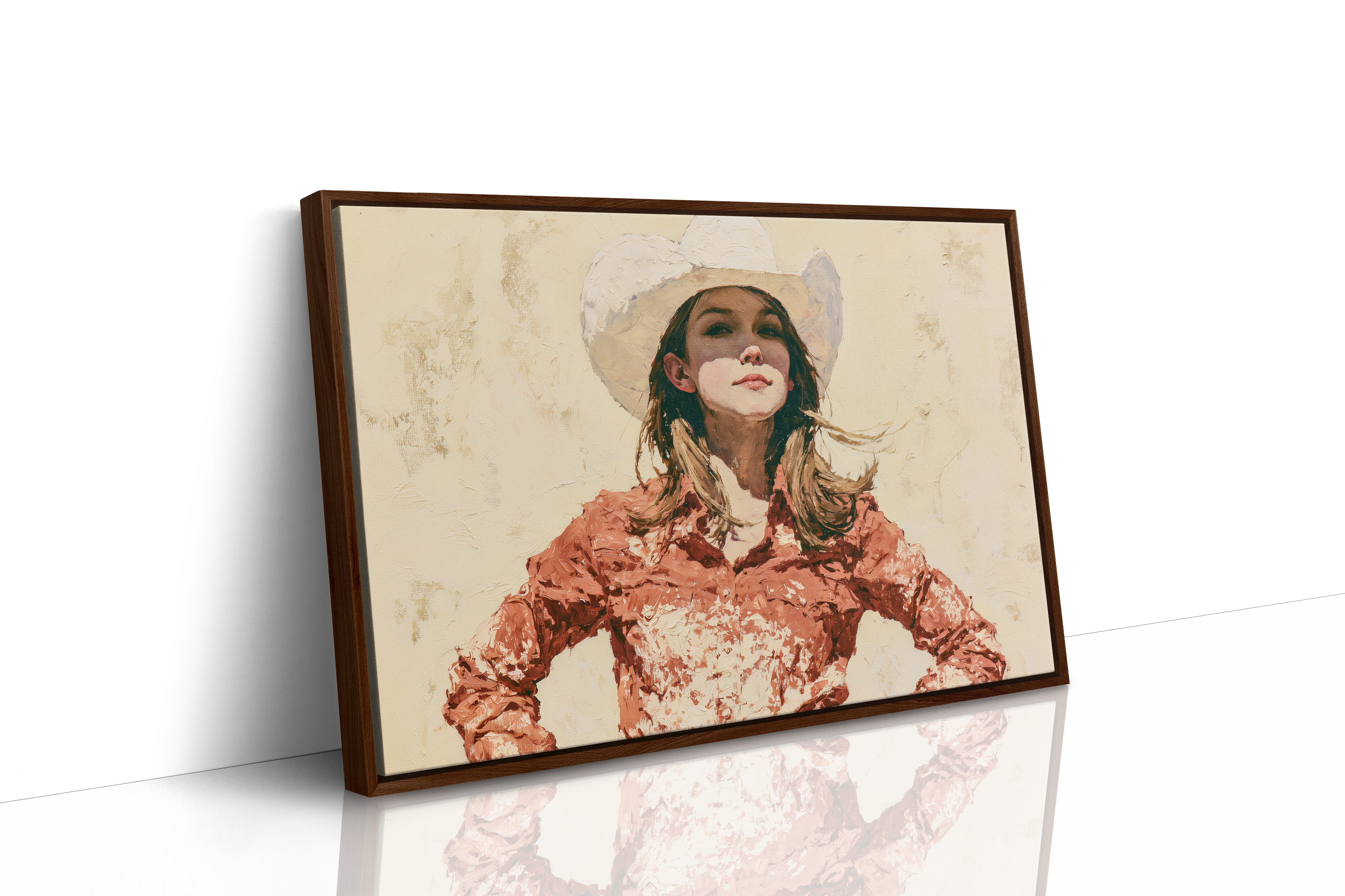 Confident Gaze, Coral Western Shirt