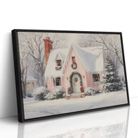 Pink Cottage Wears Winter's Crown