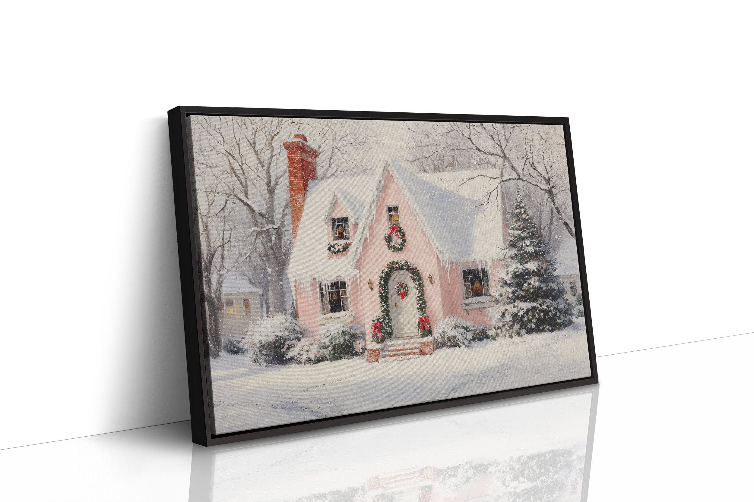 Pink Cottage Wears Winter's Crown