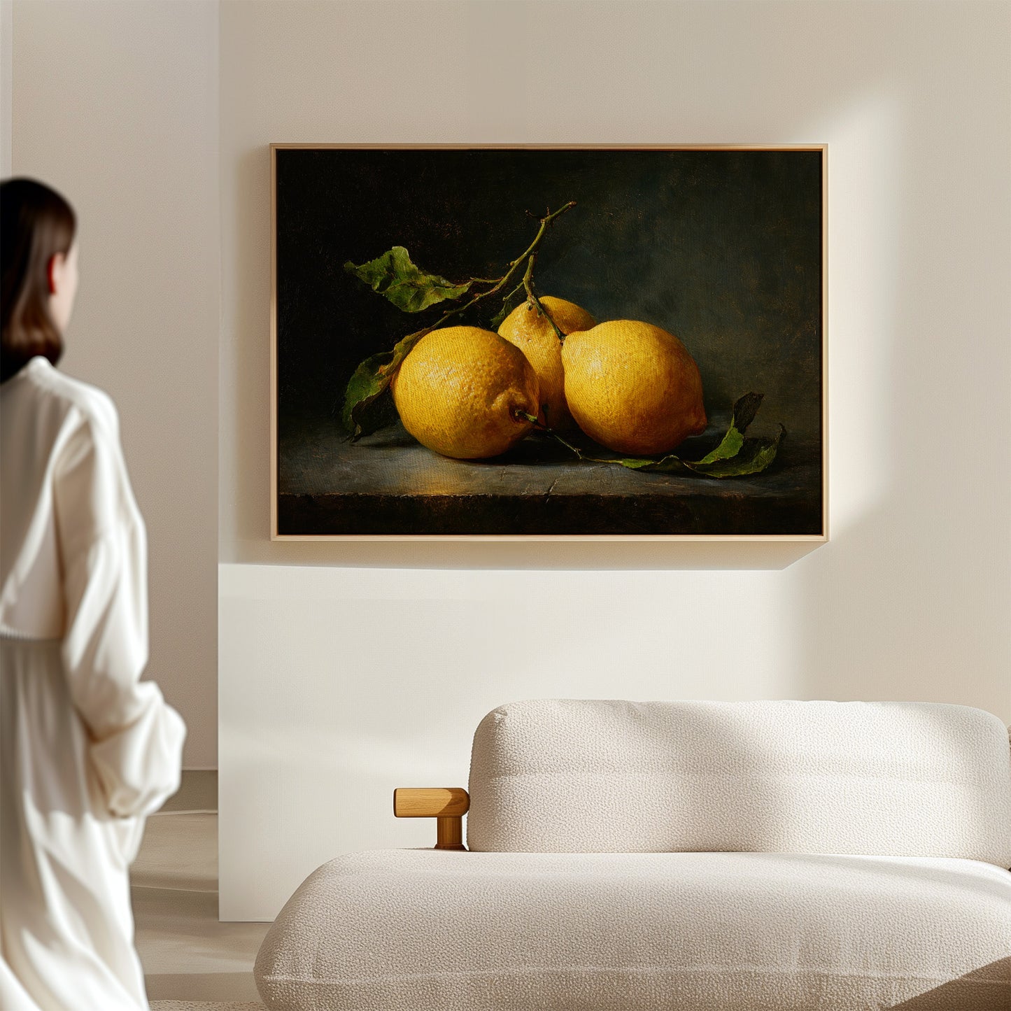 Sunlit Lemons On Ancient Wood