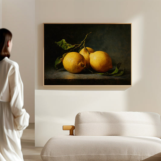 Sunlit Lemons On Ancient Wood