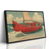 Weathered Red Boat with Wreath