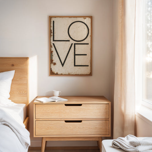 Vintage Modern LOVE Typography Canvas Print
