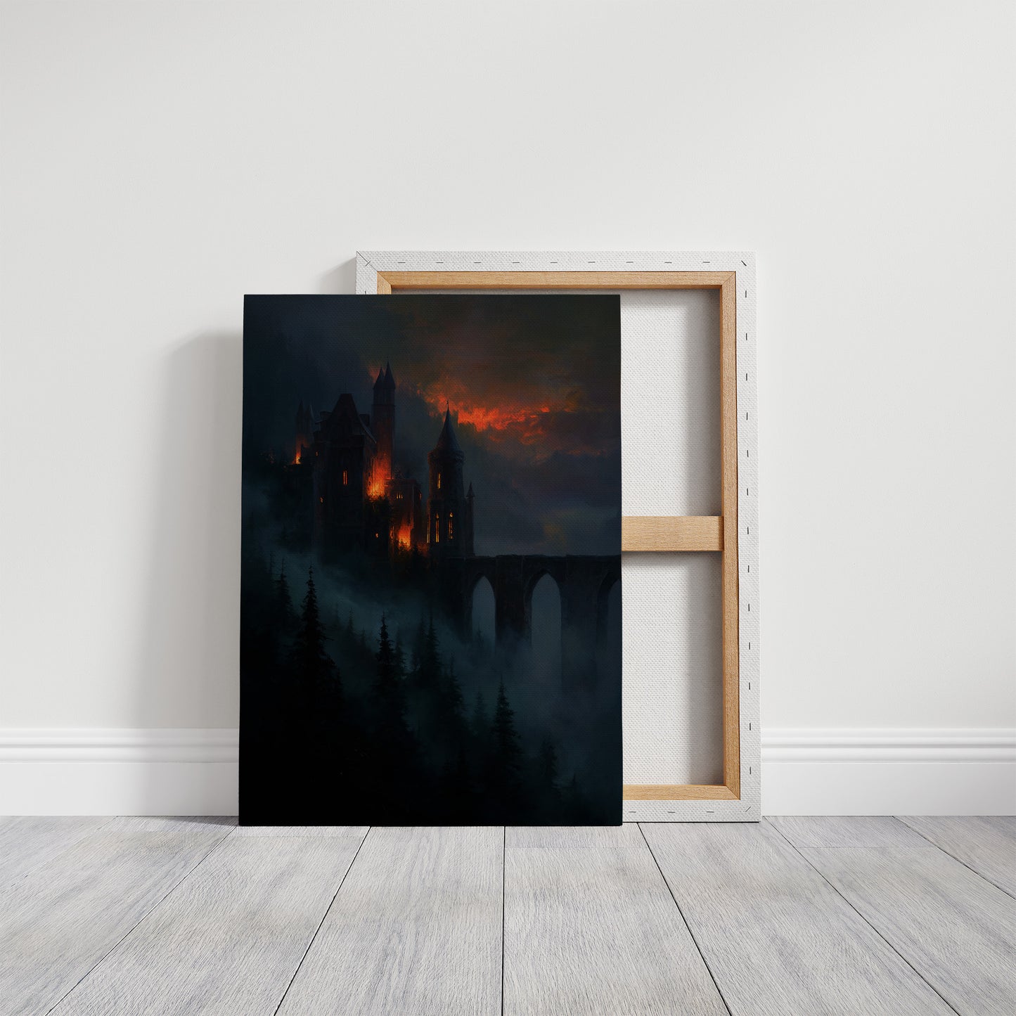 Fortress Ablaze Beyond Misty Pines