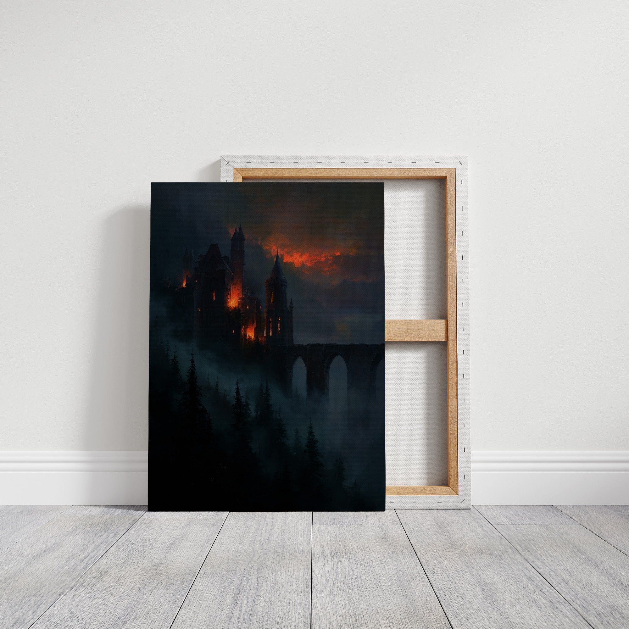 Fortress Ablaze Beyond Misty Pines