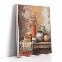 Clay Vessels Hold September's Last Blooms